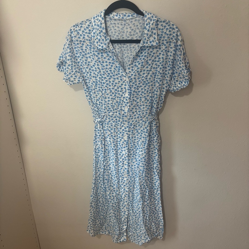 Floral Blue and White Dress
